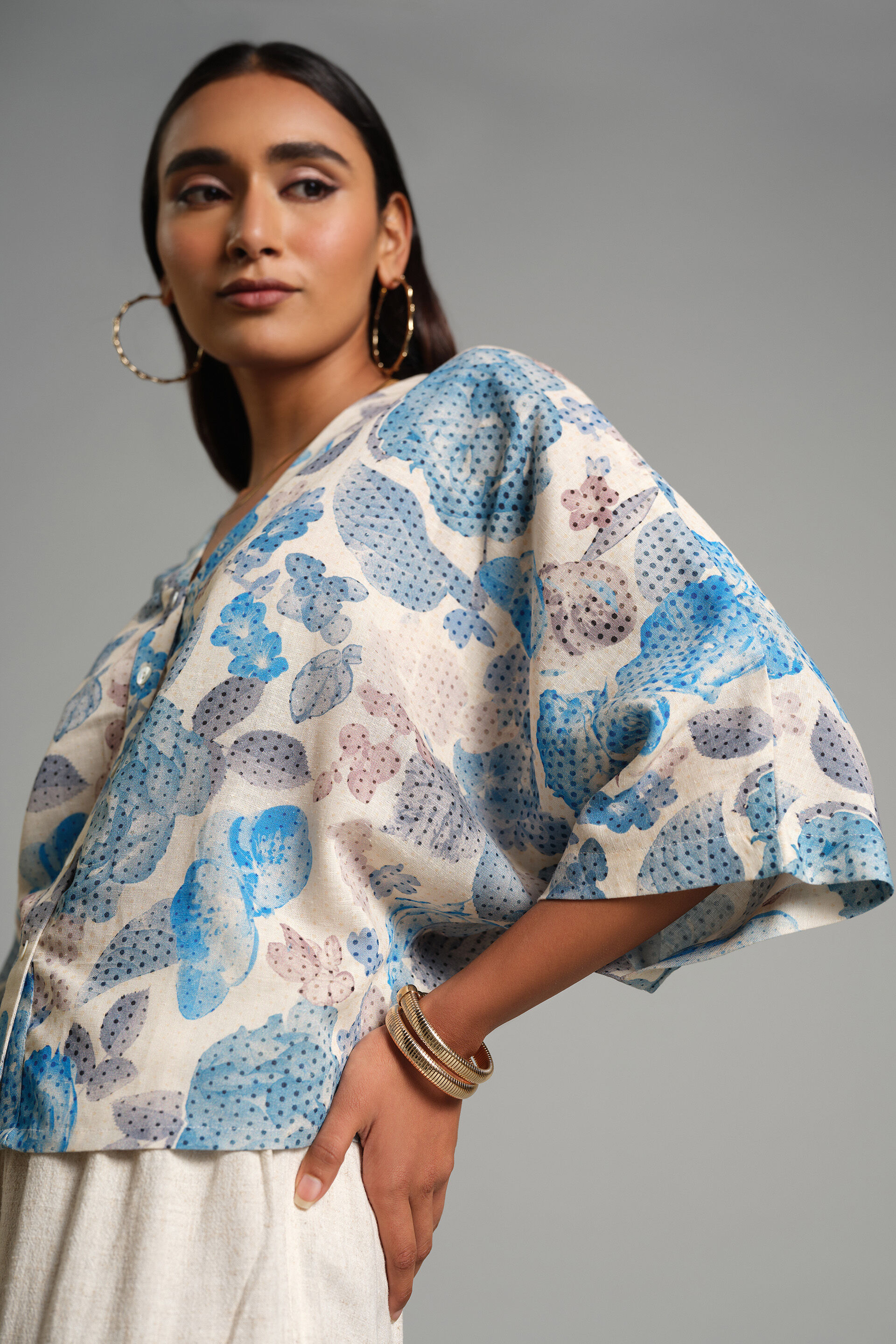Floral Symphony Top, Blue, image 5